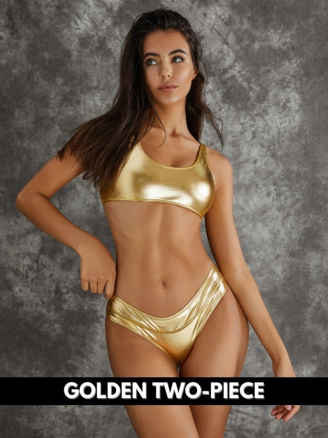 Sparkiah Female Sexy Shiny Golden&Sliver Swimsuit