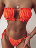 Sparkiah  Female Drawstring Pleated Bikini Set