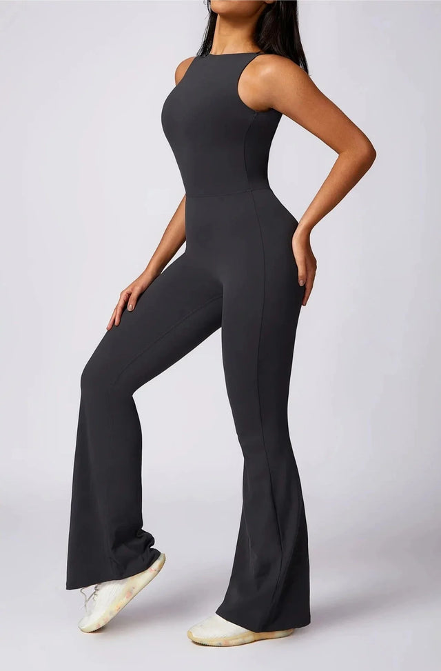 Sparkiah Dazzle Flared Backless Jumpsuit