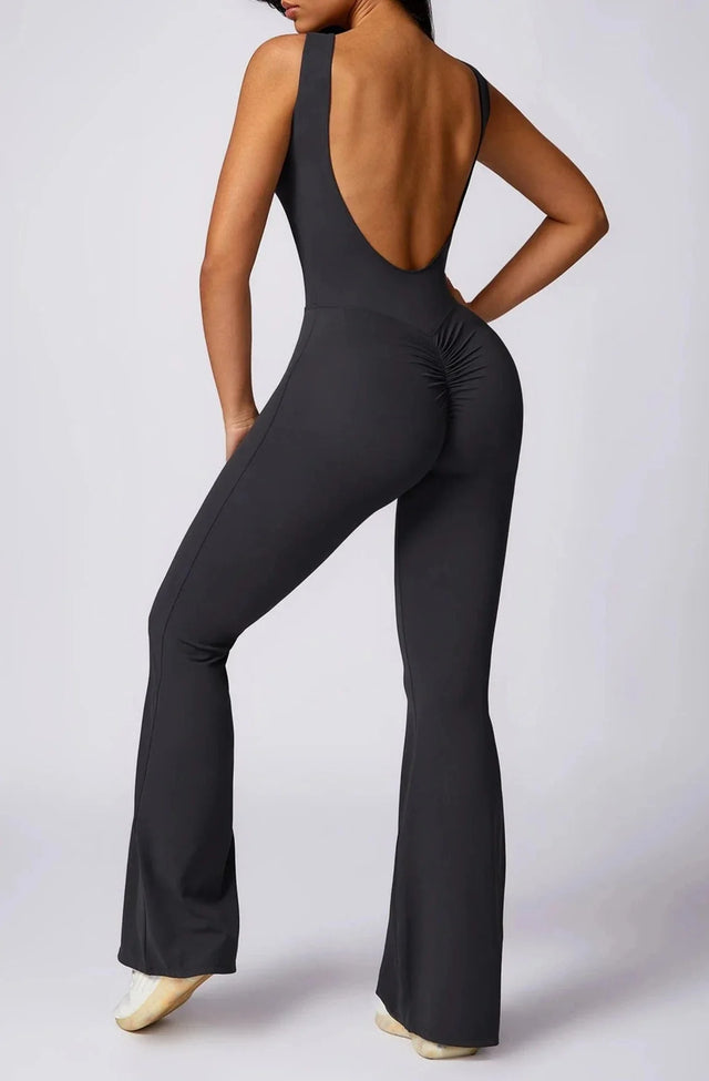 Sparkiah Dazzle Flared Backless Jumpsuit