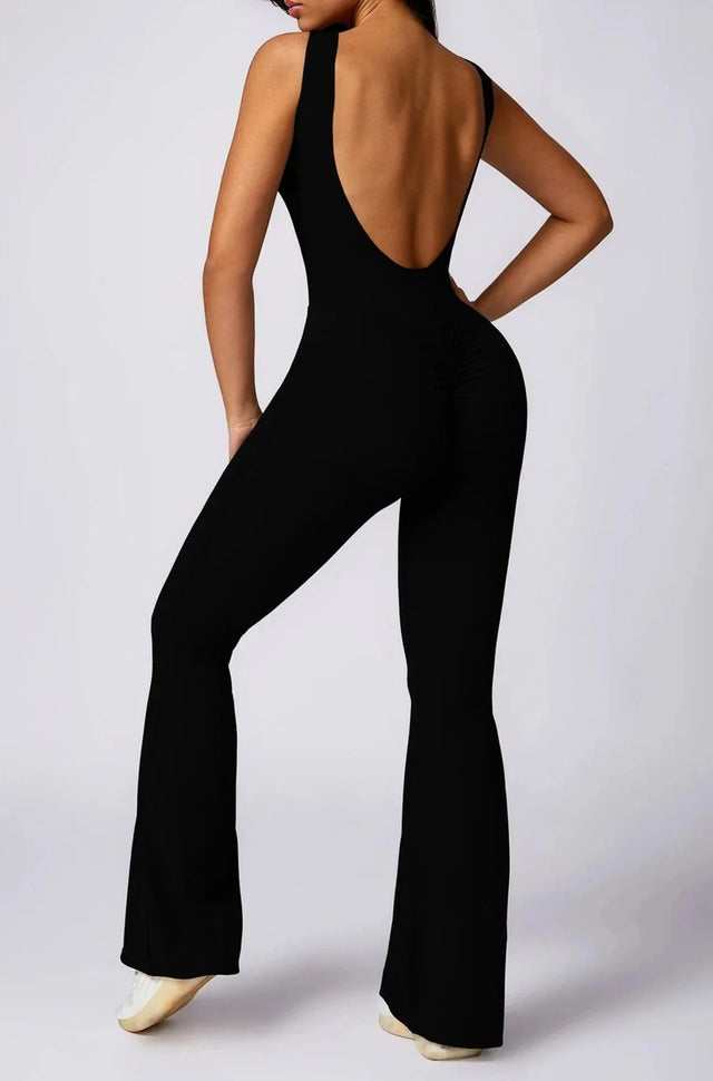 Sparkiah Dazzle Flared Backless Jumpsuit