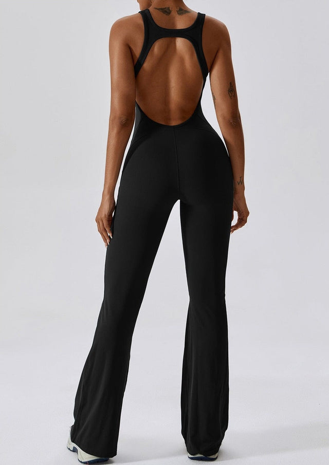 Sparkiah Flared Motion Backless Bodysuit