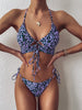 Sparkiah  Female Leopard Hollow Out Drawstring Bikini Set