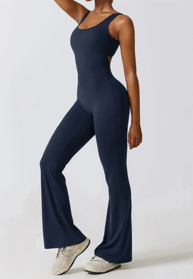 Sparkiah Shape Shifter V Back Flared Jumpsuit