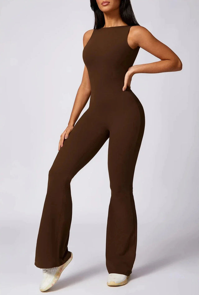 Sparkiah Dazzle Flared Backless Jumpsuit