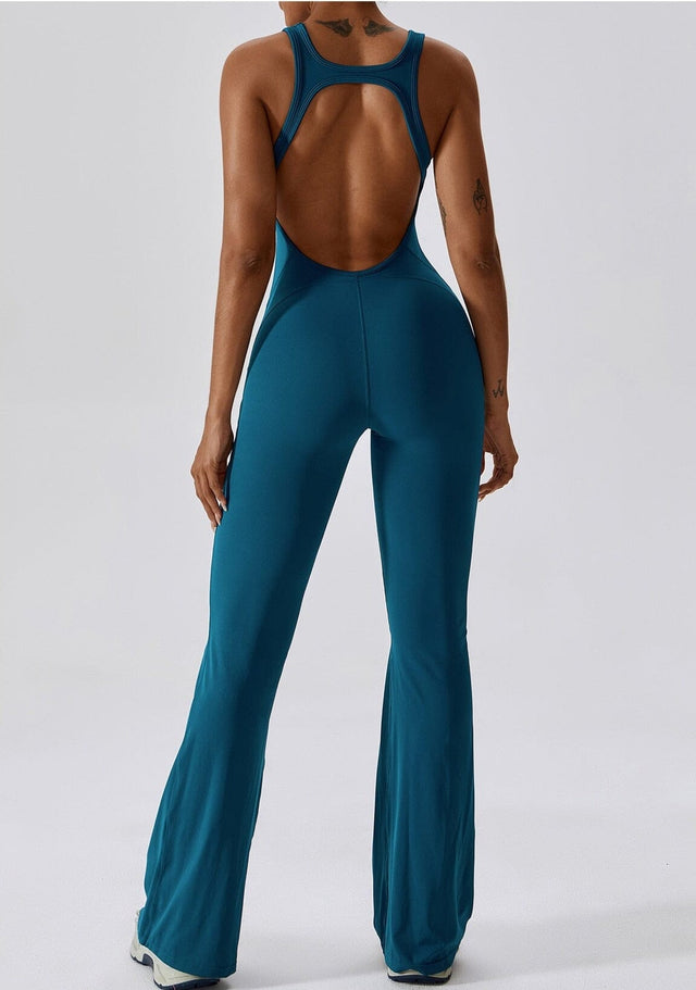 Sparkiah Flared Motion Backless Bodysuit