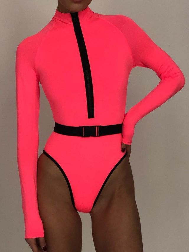 Sparkiah Female   Contrast Long-sleeved Swimsuit