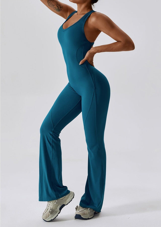 Sparkiah Flared Motion Backless Bodysuit