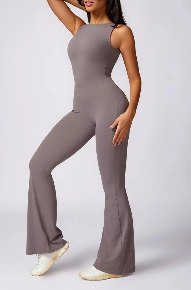 Sparkiah Dazzle Flared Backless Jumpsuit