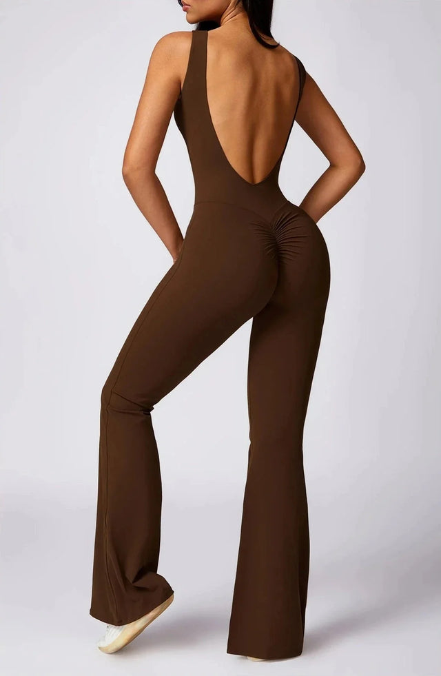 Sparkiah Dazzle Flared Backless Jumpsuit