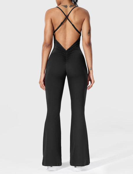 Sparkiah Liza V-Back Cross Flared Jumpsuit