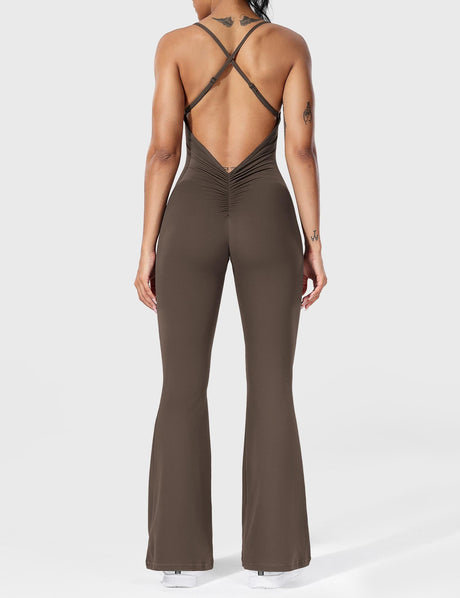 Sparkiah Liza V-Back Cross Flared Jumpsuit