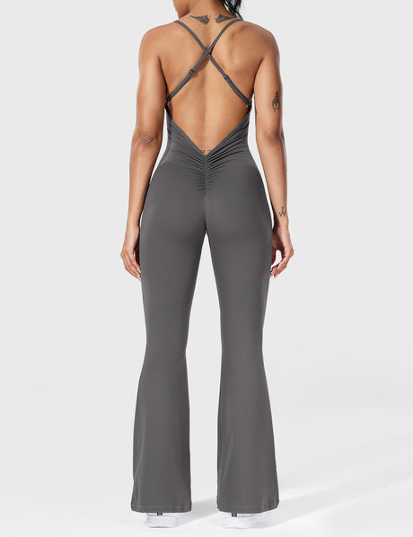 Sparkiah Liza V-Back Cross Flared Jumpsuit